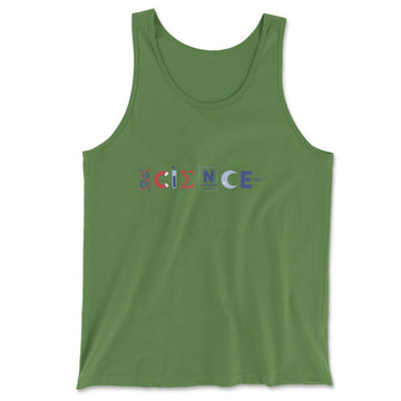 Science Lettering Men/Unisex Tank in Leaf color